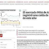 El mercado M&A de Amrica Latina registr una cada de 32% en enero de este ao